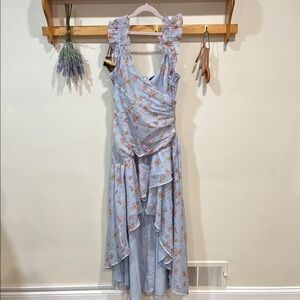 Floral Blue Sleeveless Dress